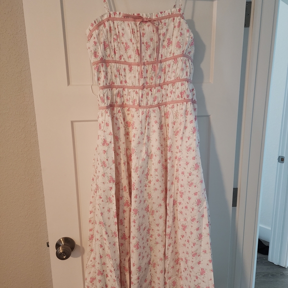 Worth Collective Dresses & Skirts - Floral Maxi Dress with Pink Accents